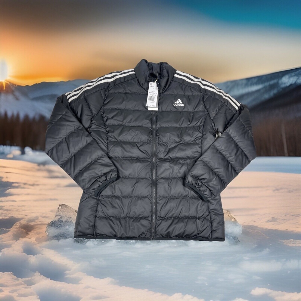 ADIDAS Women's Essentials Down Puffer Jacket Black GH4593 Size Large NWT